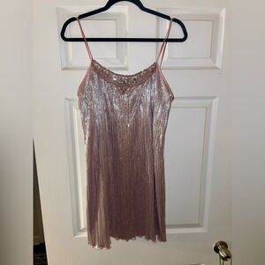 XOXO Pink Metallic Vintage Dress
